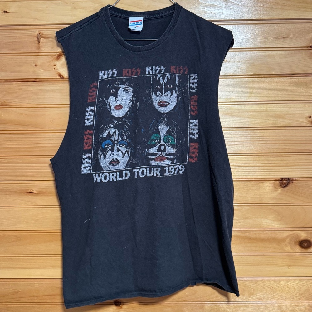 Junk Food Tees 2018 Black Cutoff Sleeveless KISS World Tour 1979 T-Shirt M